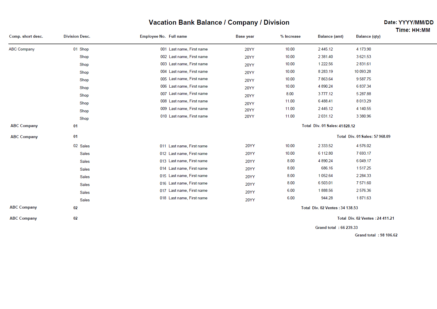 Vacation bank balance - company divisionPDF