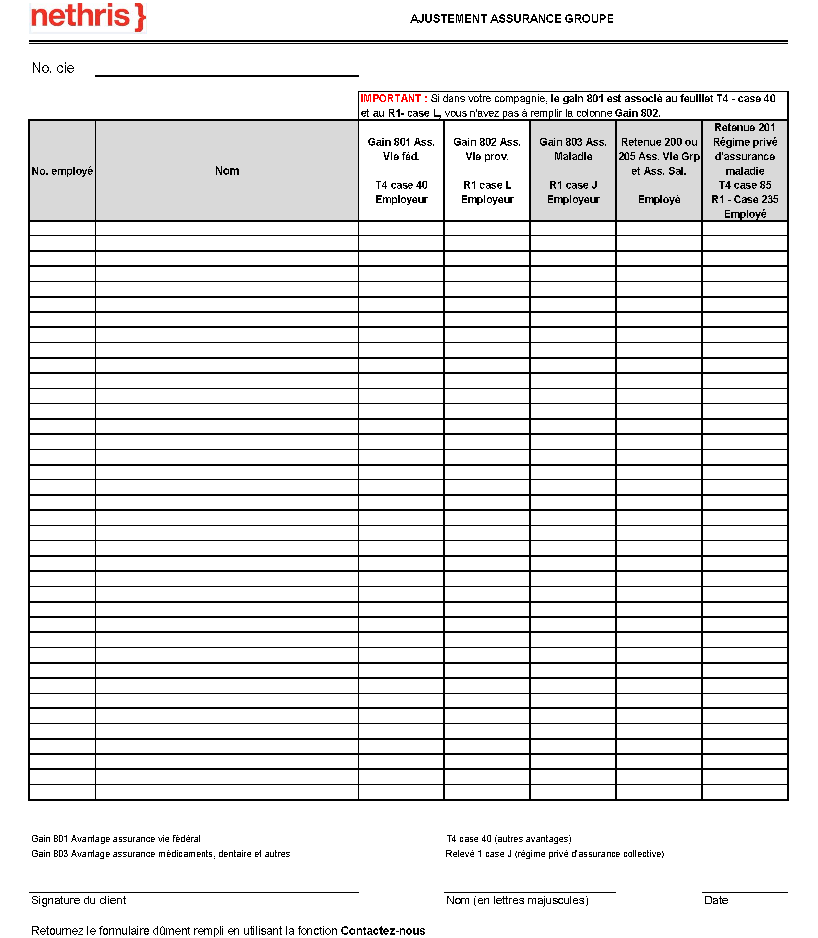 Nethris_Formulaire assurance groupe_mai 2023